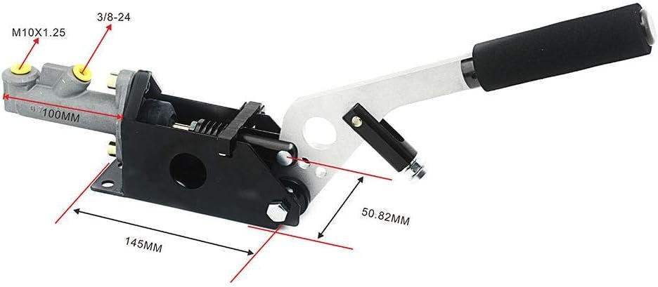Hydraulic handbrake size chart with measurements for installation