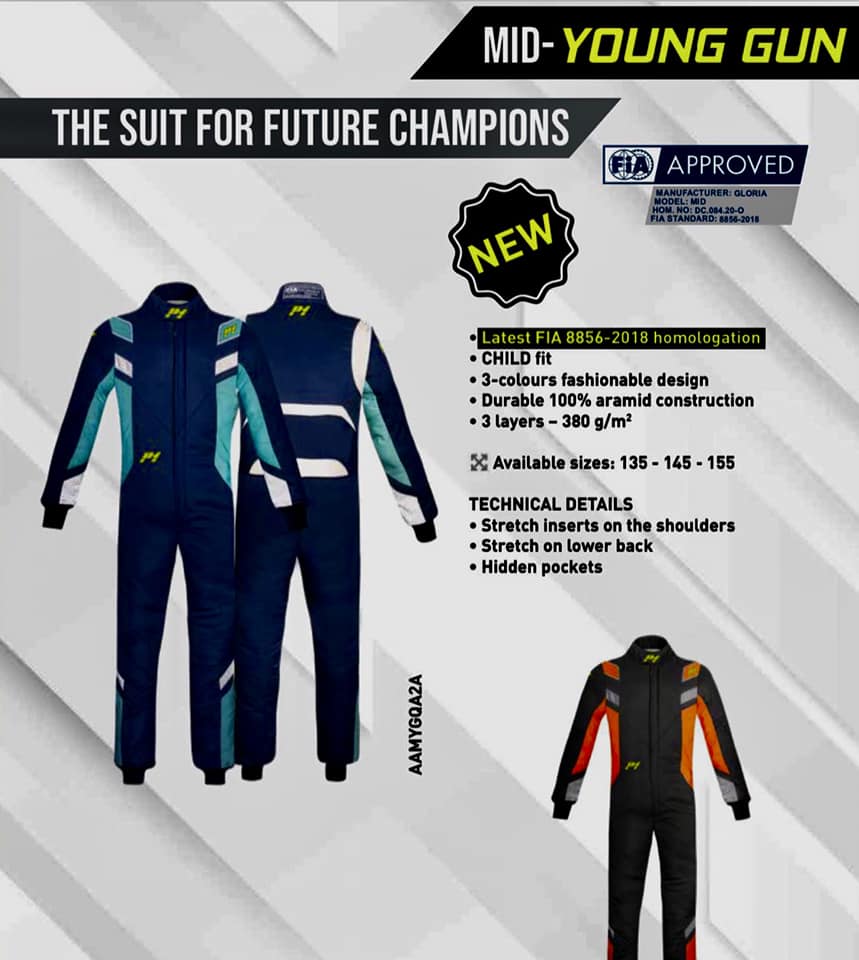 P1 Mid Young Gun junior FIA 8856-2018 race suit