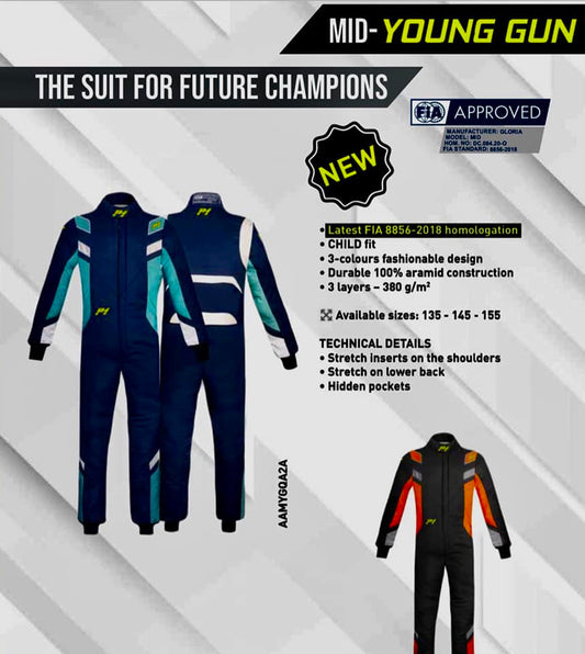 P1 Mid Young Gun junior FIA 8856-2018 race suit