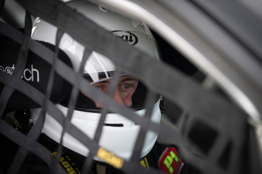 Quarter Angle Window Net installed in race car for safety
