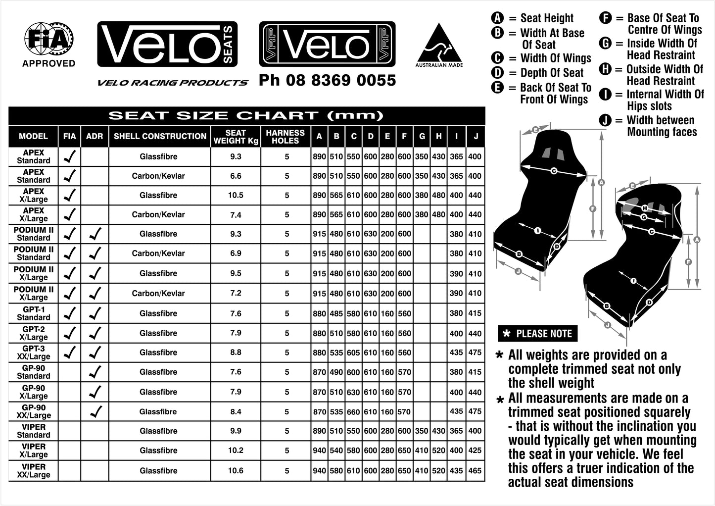 Velo Apex FIA Winged Containment Race Seat